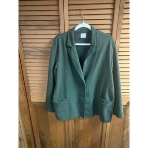 Forest Green Knit Blazer Jacket Single Button Textured Made in Canada